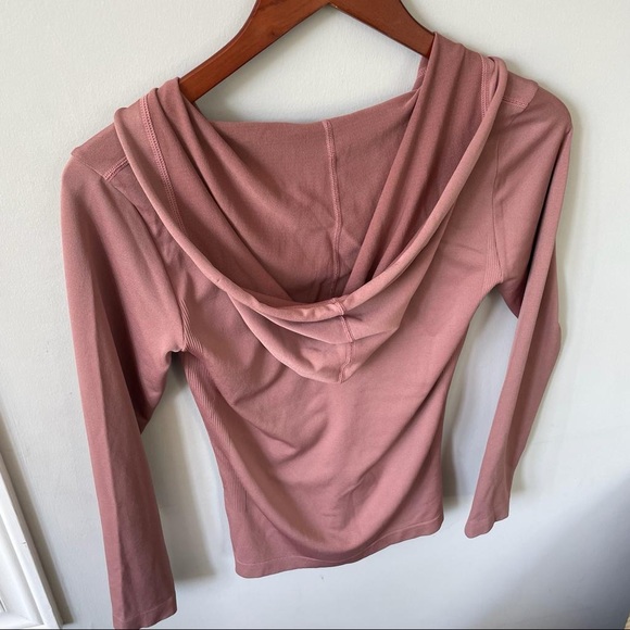 Pink 2 Piece Zip Hoodie Track Suit with Leggings Tights Sexy Crepe Material - Picture 4 of 17